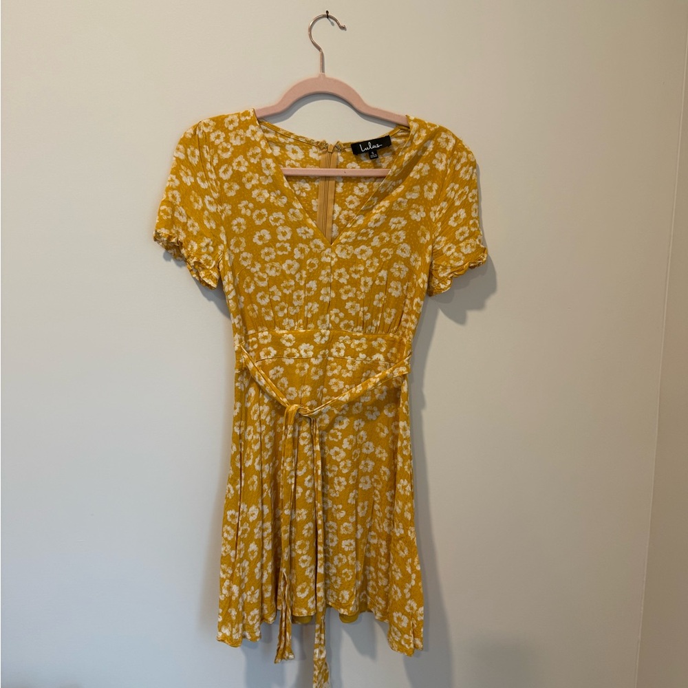 Lulu's Mustard Floral Mini Dress